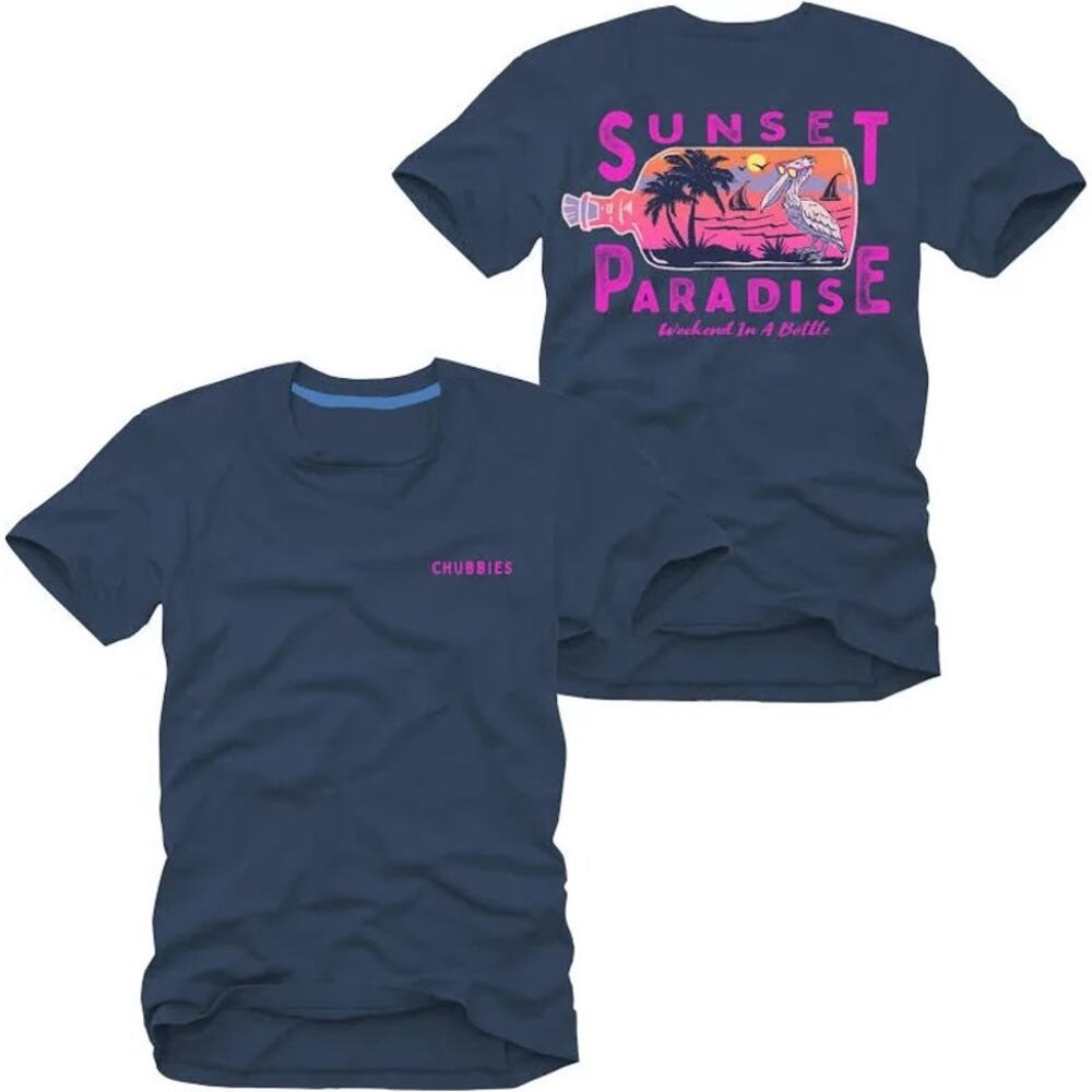 NWOT Chubbies Sunset Paradise Blue Short Sleeve T-Shirt Size Medium